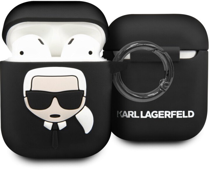 Mbrojtëse silikoni KARL LAGERFELD për Apple Airpods, e zezë