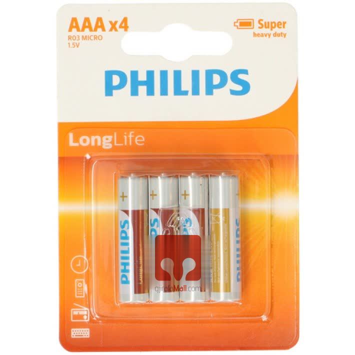 Bateri Philips LongLife AAA, 4 copë (blister)