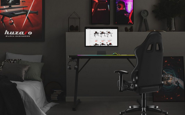 Tavolinë gaming Huzaro, Hero 1.8, 100 x 60 cm, e zezë