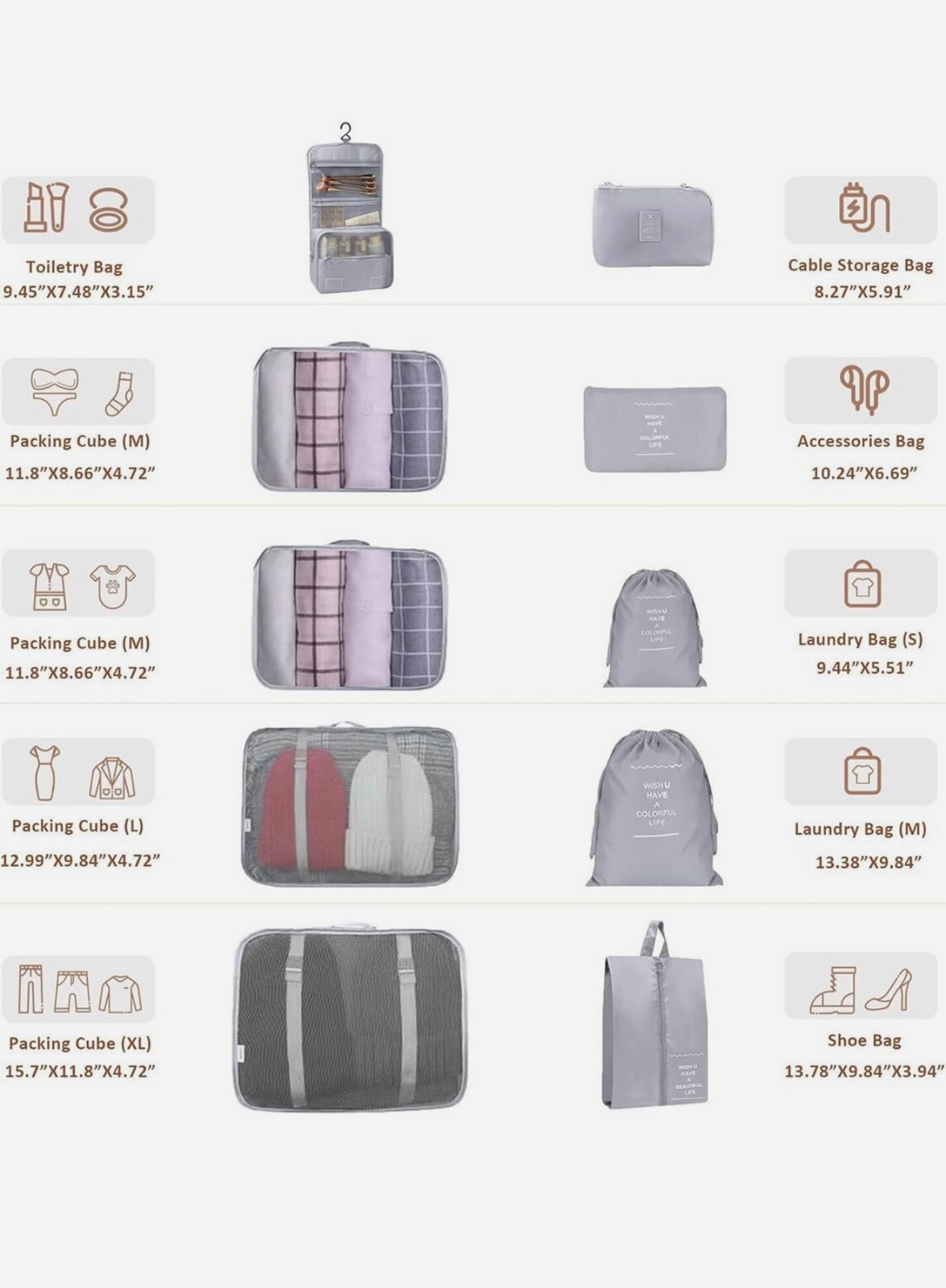 Set çanta organizimi , 9 copë