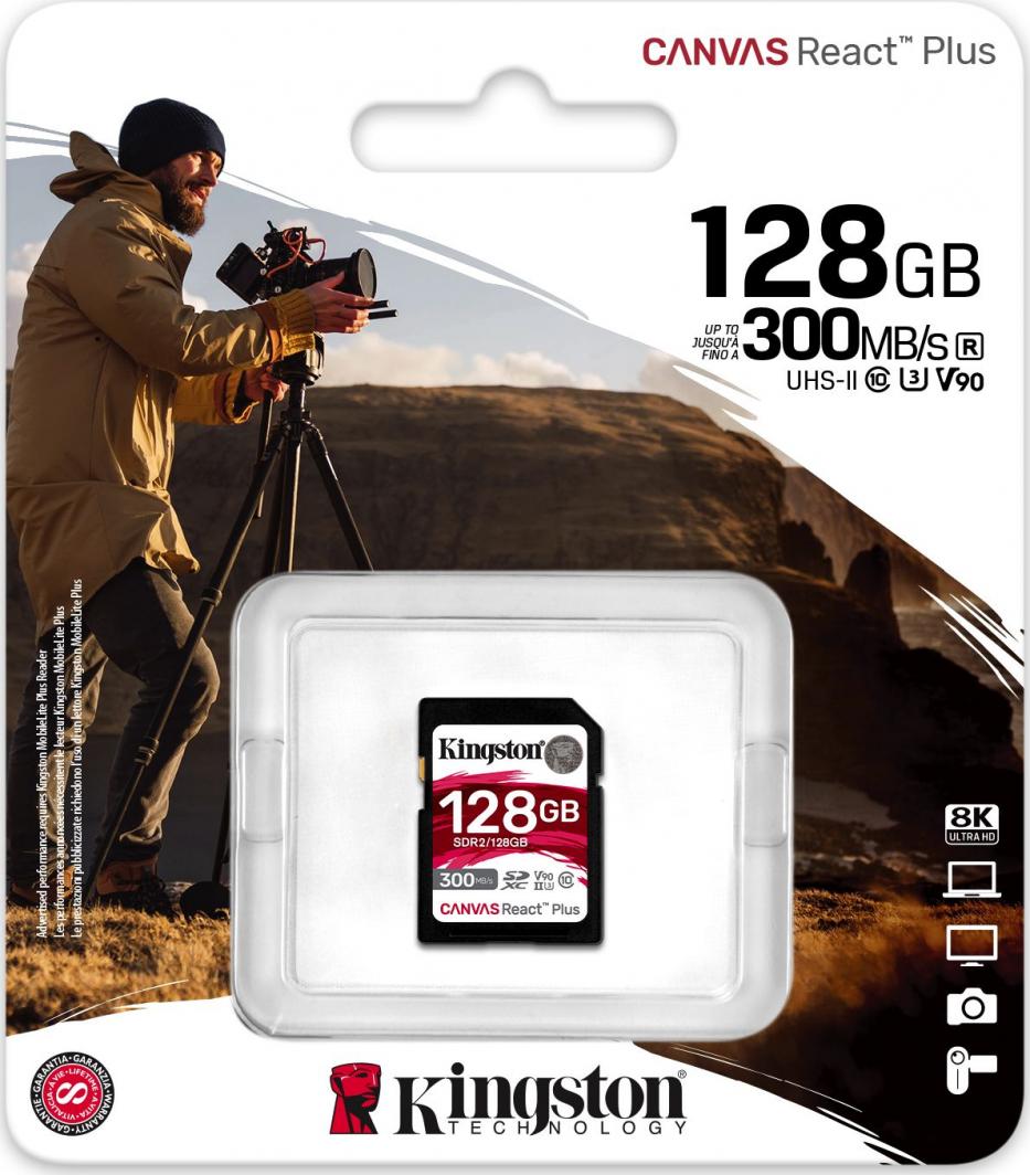 Kingston Canvas React Plus 128GB SDXC мемориска картичка