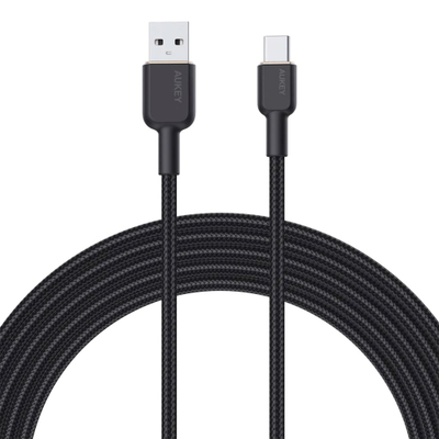 Kabllo Aukey, USB-A / USB C, 1 m, e zezë