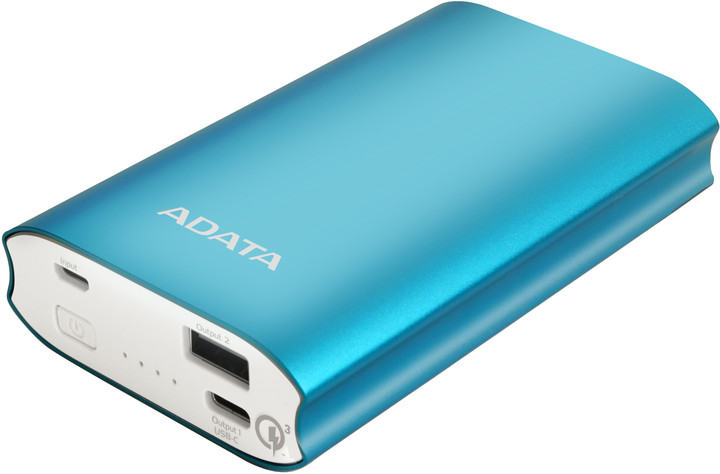 Powerbank ADATA A10050QC, 10,050 mAh, i kaltër