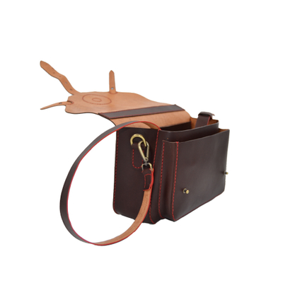Çantë krahu me lëkurë vaketa FD Leather, gështenje