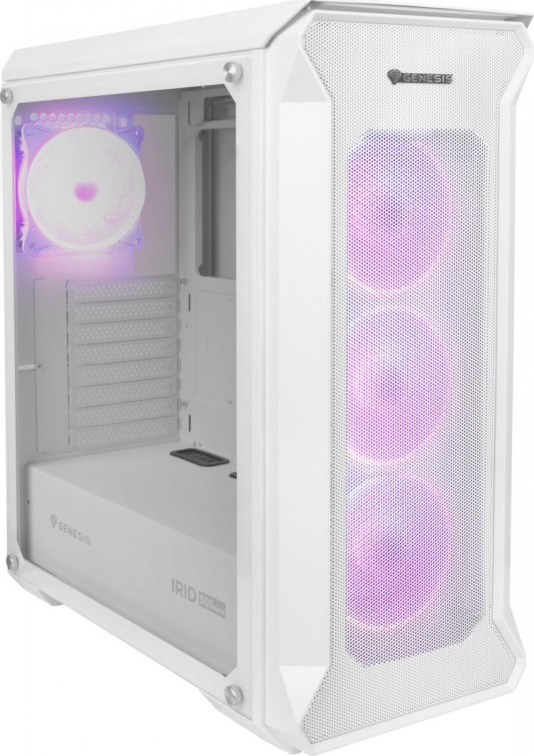 Куќиште за компјутер Genesis Irid 505 ARGB V2, бела боја