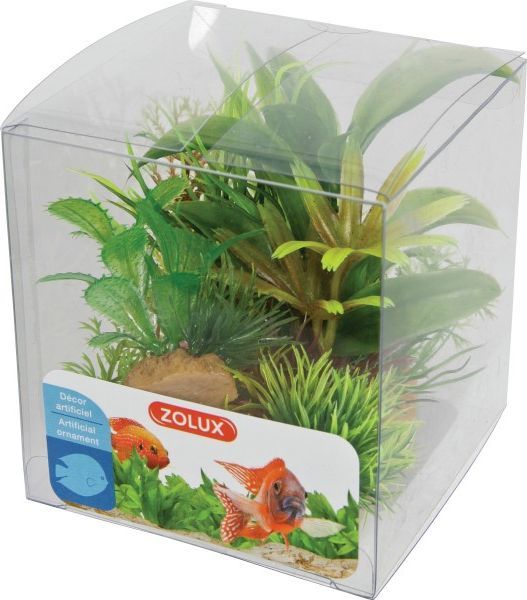 Set bimësh dekoruese për akuarium Zolux Plant, 6 copë, 8.5 x 8.2 x 9.2 cm, të gjelbra