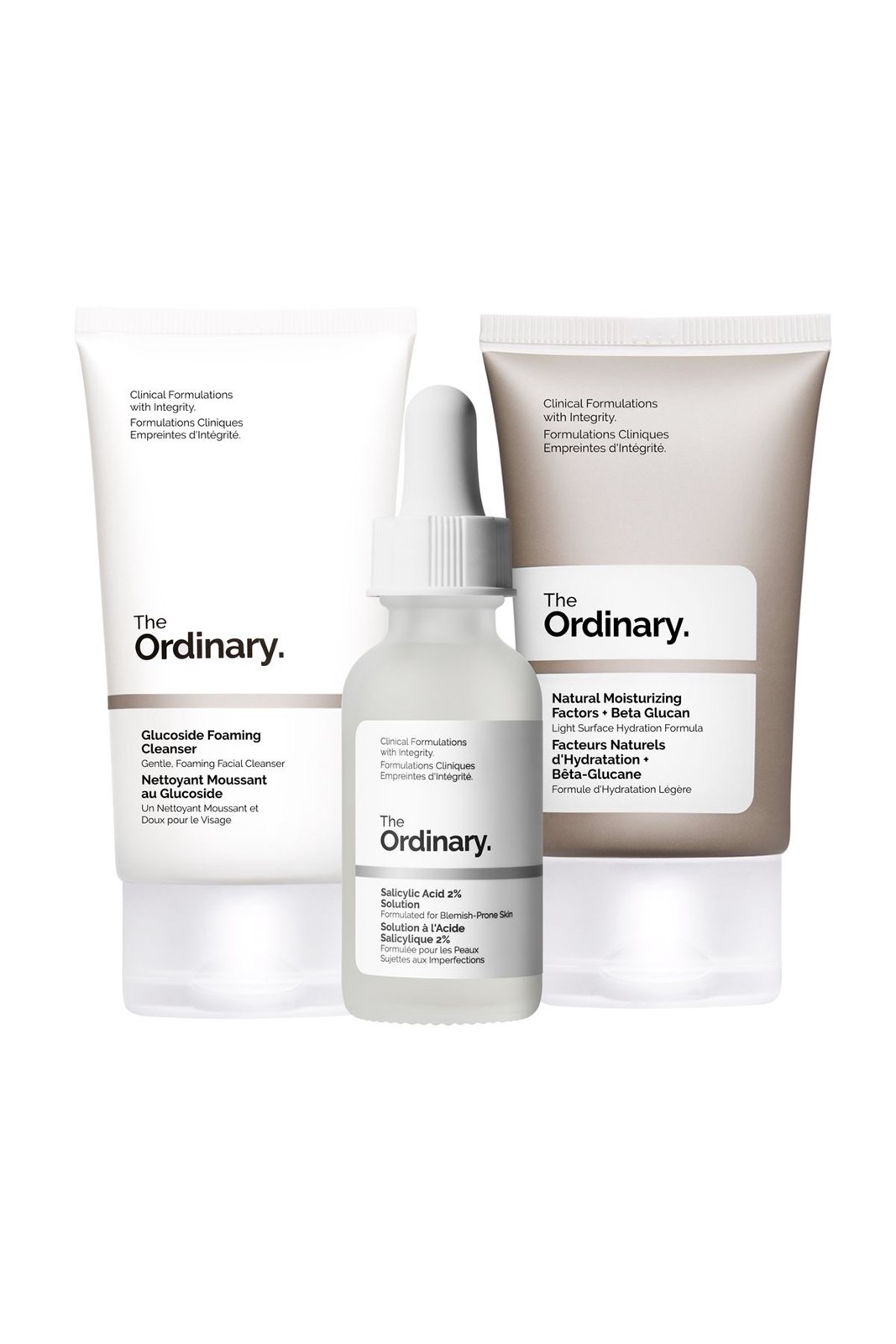 Set The Ordinary Glucoside Foaming Cleanser, 50ml & Salicylic acid 2% solution, 30ml & Natural Moisturizing Factors + HA, 30ml