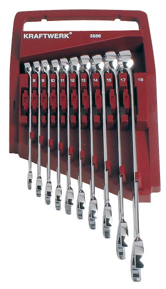Set çelësa Kraftwerk Ector 8-19 mm, kuq errët/ zi, 10 copa