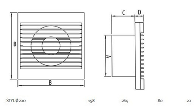 Ventilator muri Dospel STYL 200S - 007-0007, i bardhë
