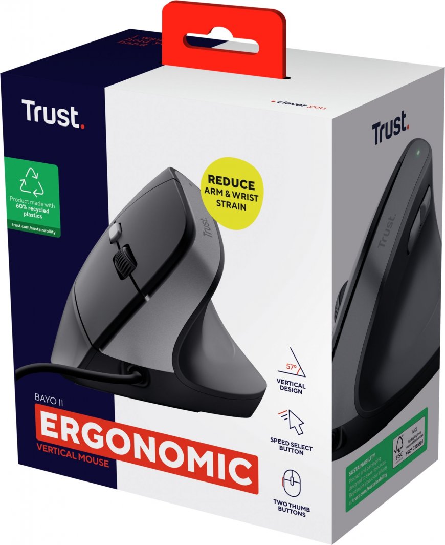 Maus Trust Bayo, me kabllo, USB, i zi