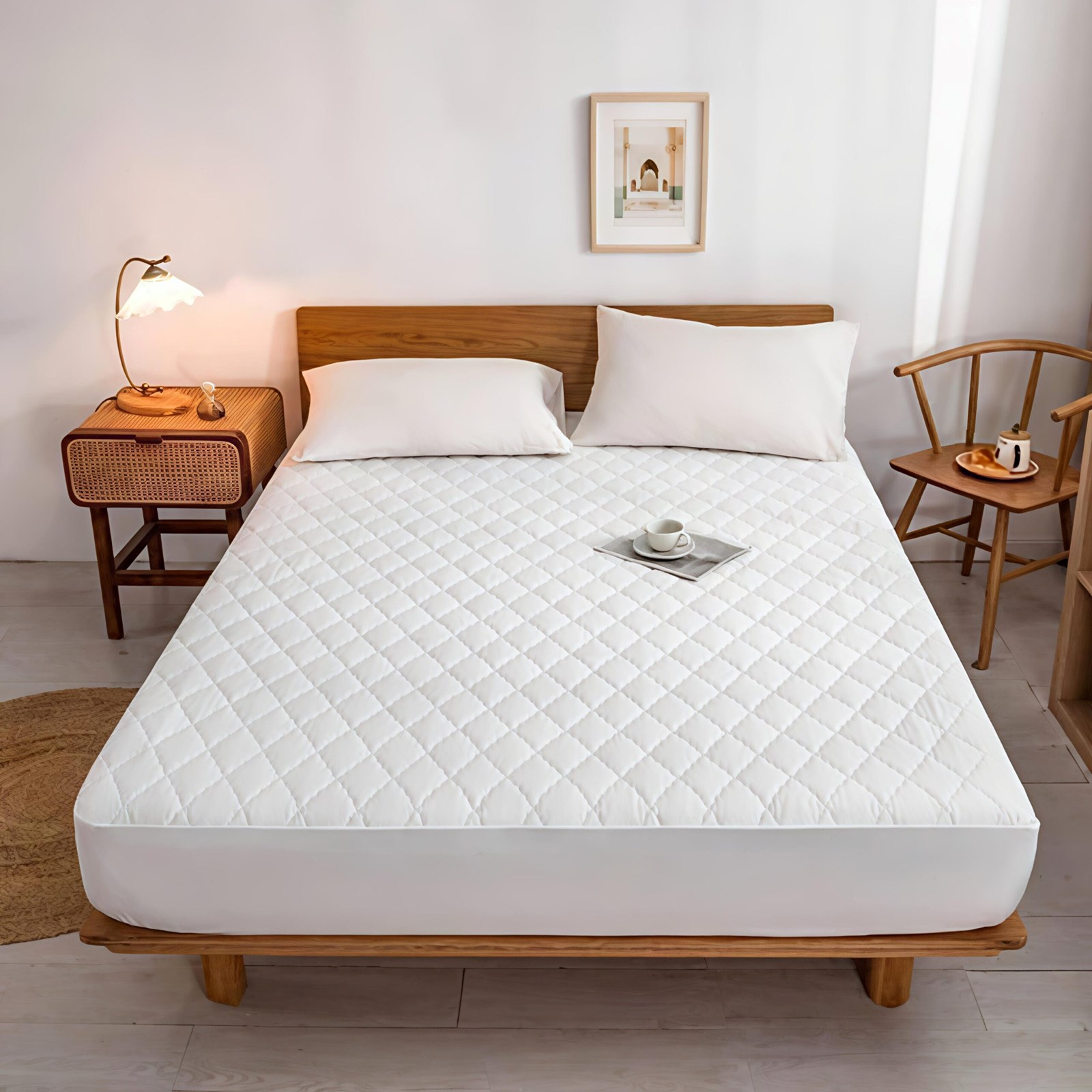 Çarçaf dysheku Remax Premium Waterproof, 160 x 200 x 25cm, i bardhë