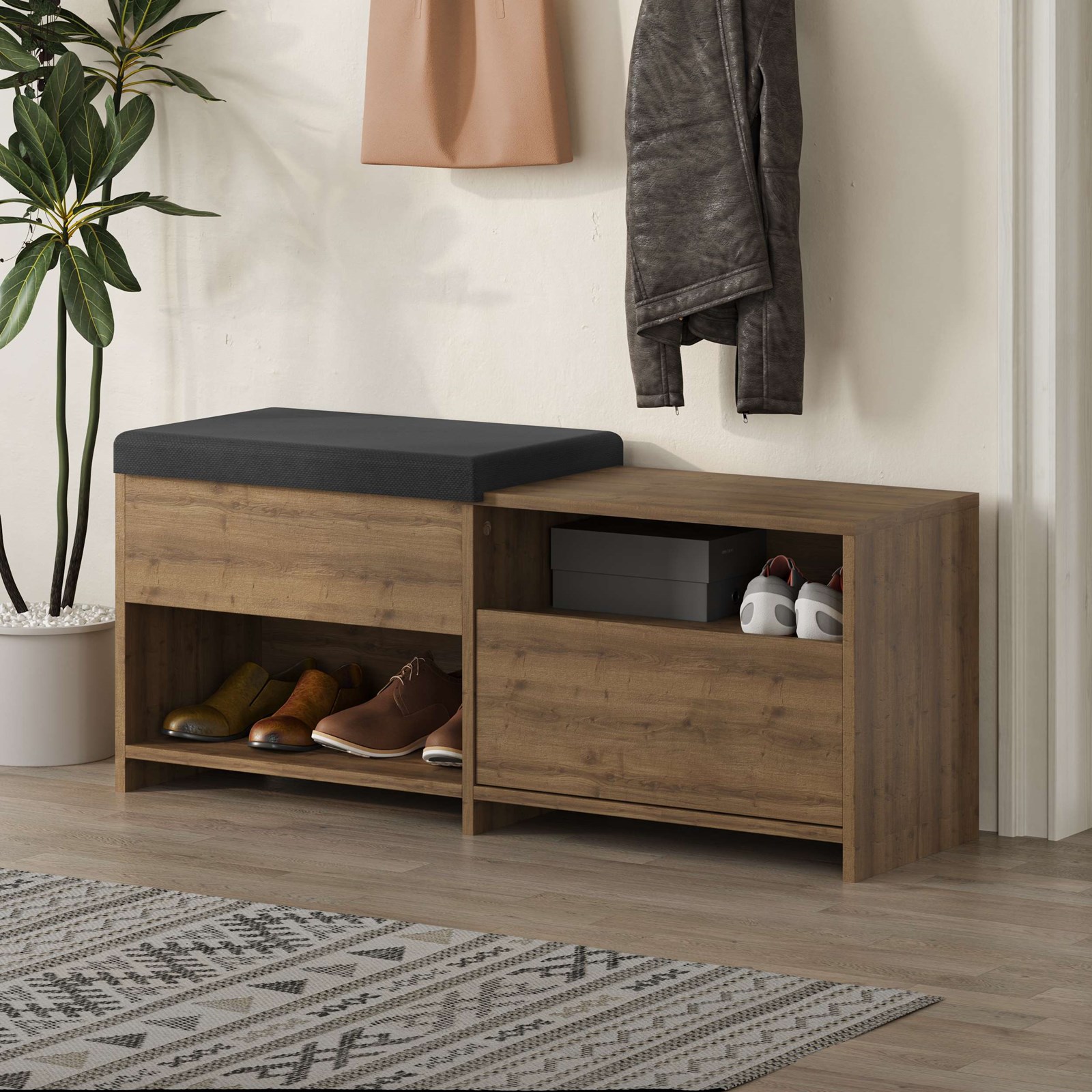 Stol për koridor Decortie Filux 51x120x 40cm, kafe