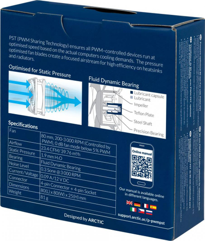 Ftohës Arctic P8 PWM PST, 80 mm, i zi