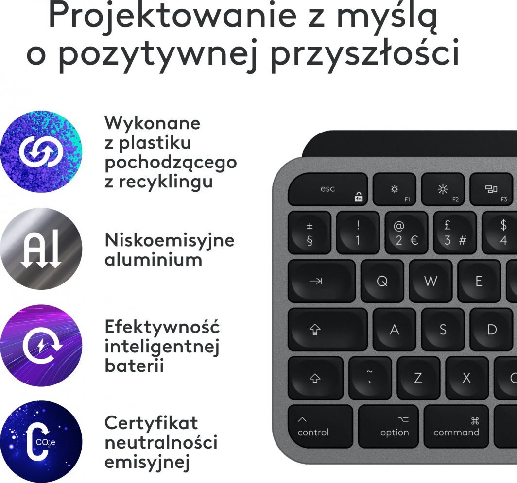 Tastierë Logitech MX, wireless, US INTL, grafit dhe e zezë