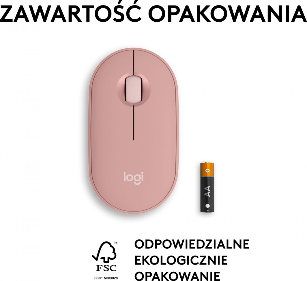 Maus Logitech Pebble, wireless, Bluetooth, rozë