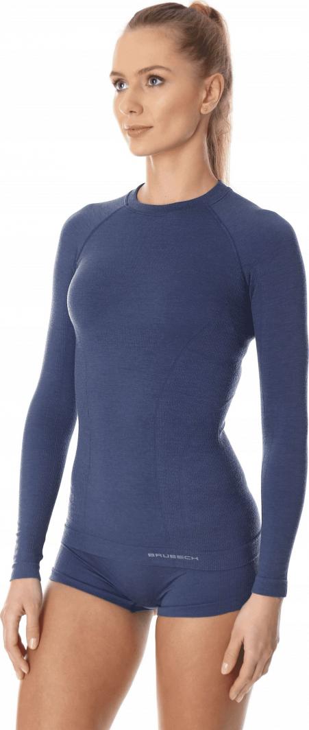 Bluzë për femra Brubeck Active Wool LS12810, e kaltër, M