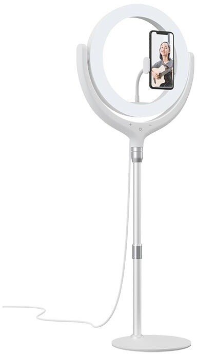 Mbështetëse celulari për selfie Devia me unazë drite 12” (30.48 cm), universale, e bardhë Mbështetëse celulari për selfie Devia me unazë drite 12” (30.48 cm), universale, e bardhë