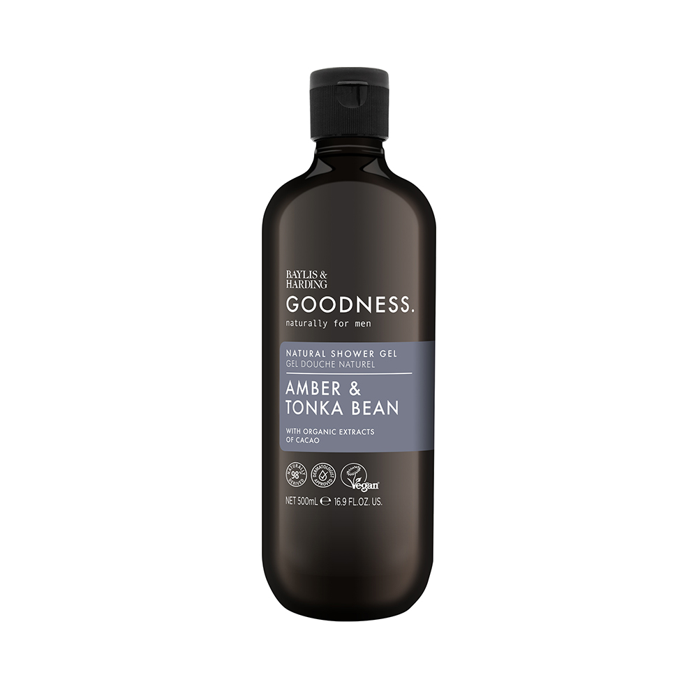 Xhel Dushi per Meshkuj  Baylis & Harding Goodness, Amber & Tonka Bean, 500ml