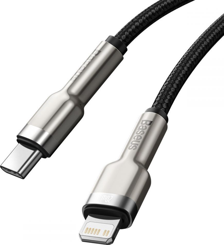 Kabllo USB Baseus (CATLJK-01), USB-C në Lightning, 0.25 m, e zezë
