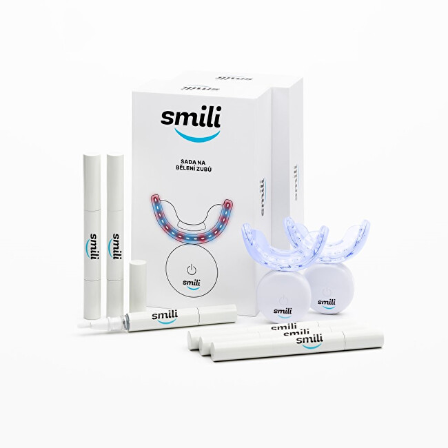 Set zbardhues për dhëmbë Smili DUO - 2x pajisje me rrezatim LED + 6 lapsa me xhel + 2x kabllo karikimi + 2x udhëzues kSML002