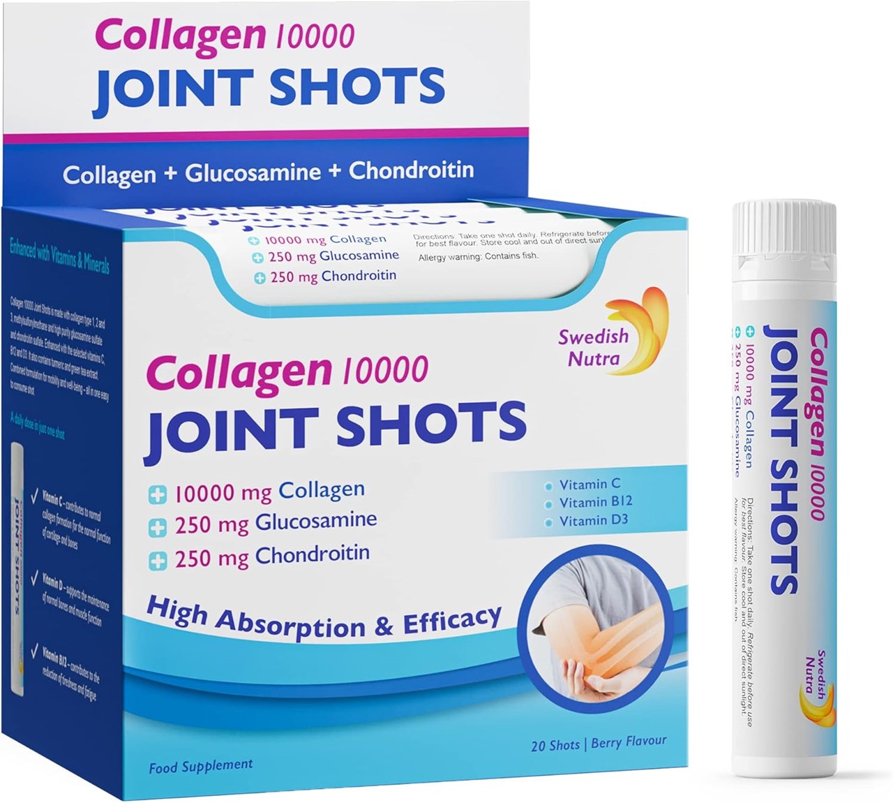 Suplement për artikulacionet Swedish Nutra Joint Support MAX Shots, 20 copë Suplement për artikulacionet Swedish Nutra Joint Support MAX Shots, 20 copë