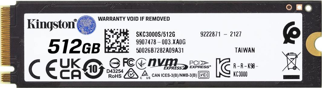 SSD диск Kingston KC3000, 512GB, M.2 2280 PCI-E x4 Gen4 NVMe