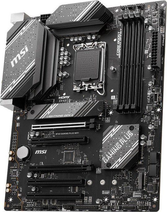 Pllakë amë MSI B760 GAMING PLUS WIFI, DDR5, 2.5 Gbps LAN, Wi-Fi 6E, e zezë