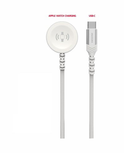 Kabllo karikuese Swissten për Apple Watch, USB-C, e bardhë