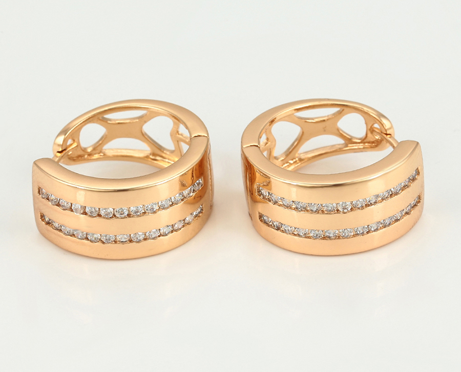 Set Xuping të praruar në ari 18 kratësh - unazë + vathë, artë/15.70mm/#9