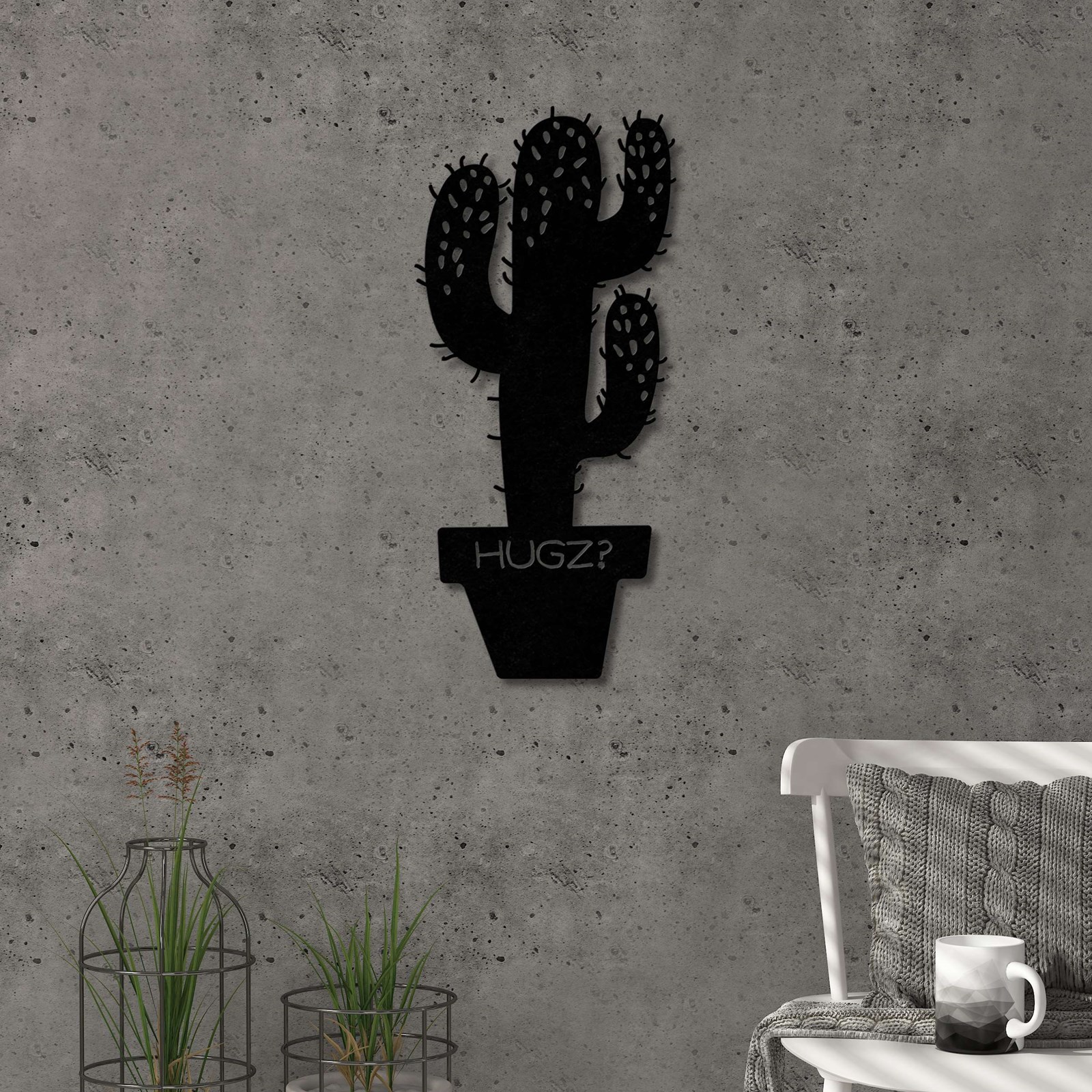Dekor metali Decortie Cactus, 49cm, i zi