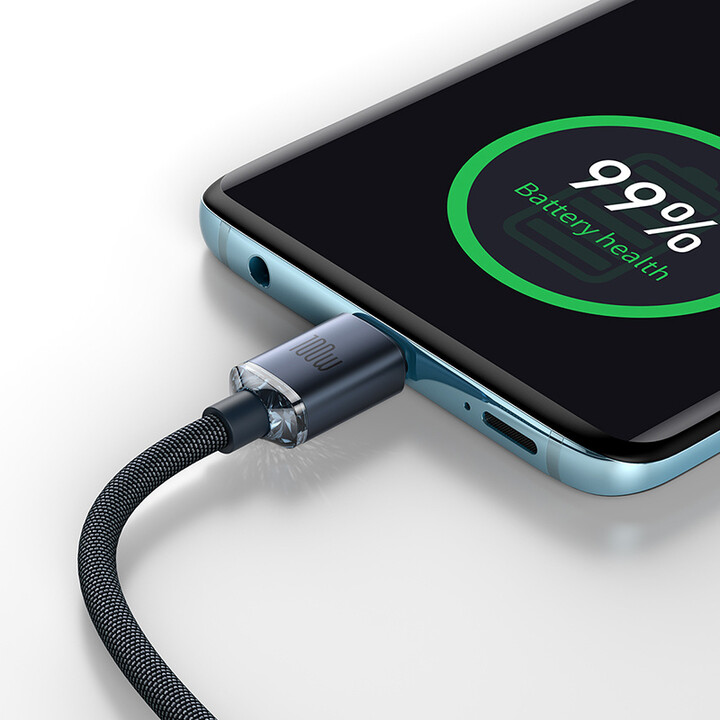 Baseus кабел за полнење/податоци Crystal Shine Series USB-C - USB-C, 100W, 2m, црн