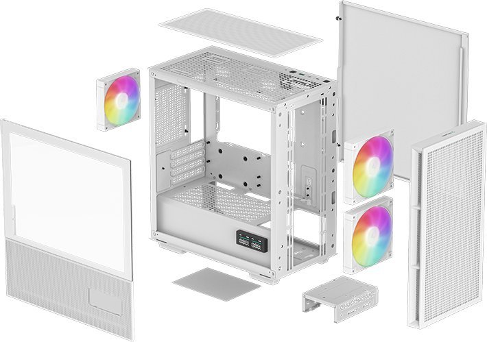 Куќиште за компјутер Deepcool CH360 ARGB, бело, Mini Tower