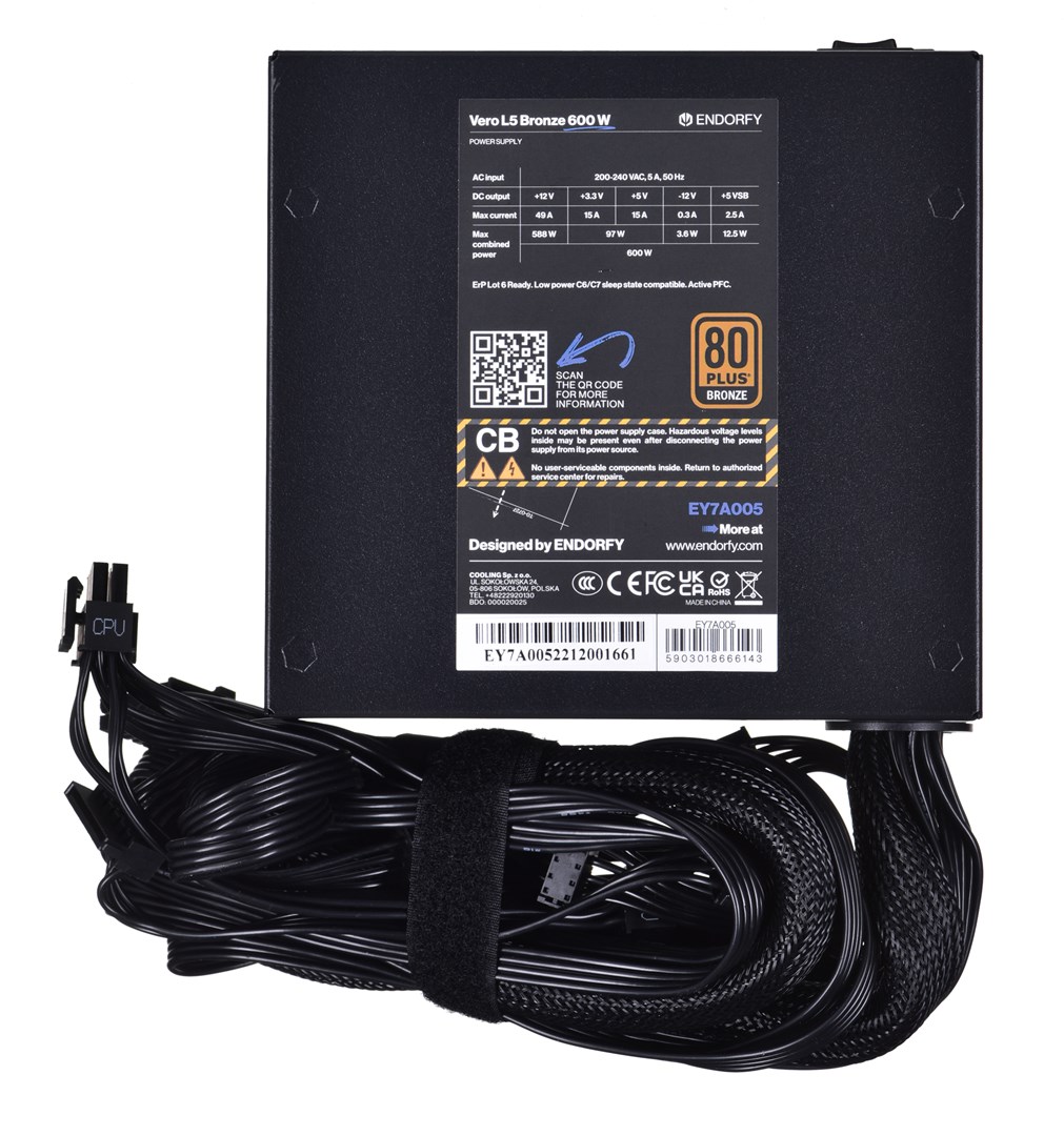 Burim energjie modular ENDORFY Vero L5 Bronze 600W, 24-pin ATX, 600 W