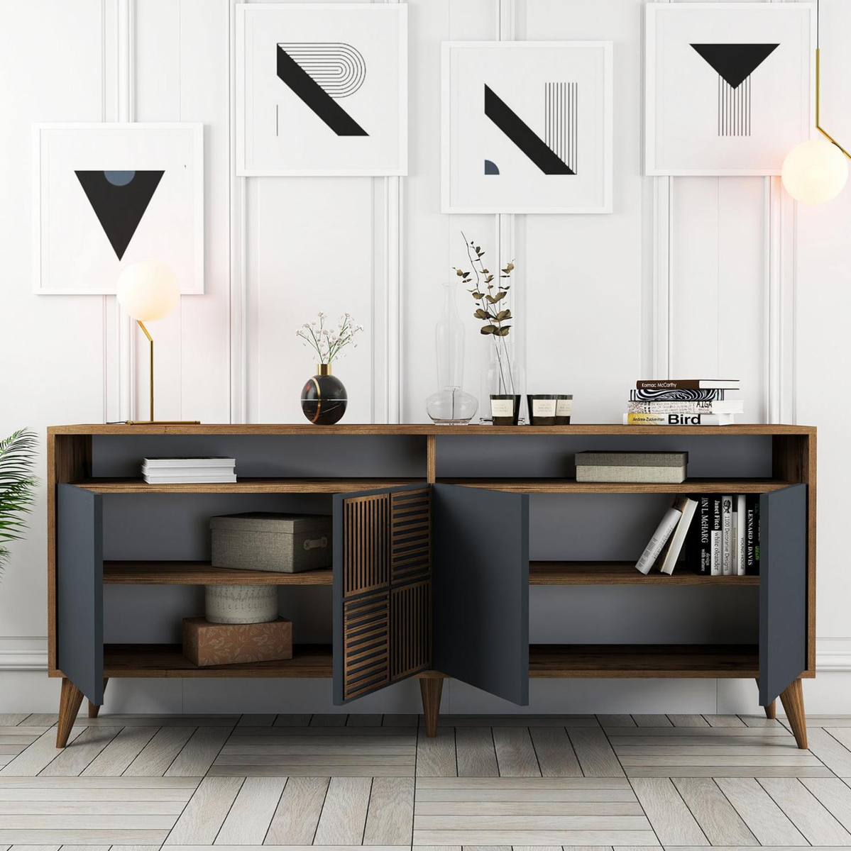 Komodë melamine 180×35×78.6 cm (HM9431.01), gri