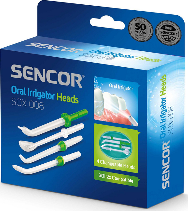 Koka zëvendësuese për pastrues oral Sencor SOX 008, 4 copë, të bardha