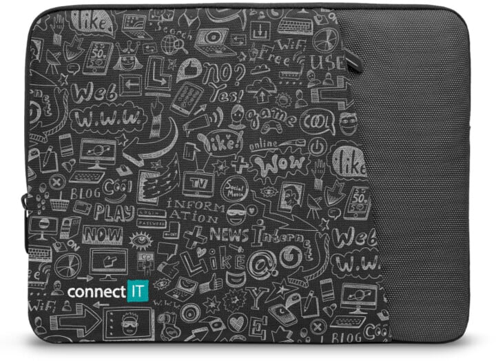Këllëf për laptop CONNECT IT Doodle 15.6", i zi