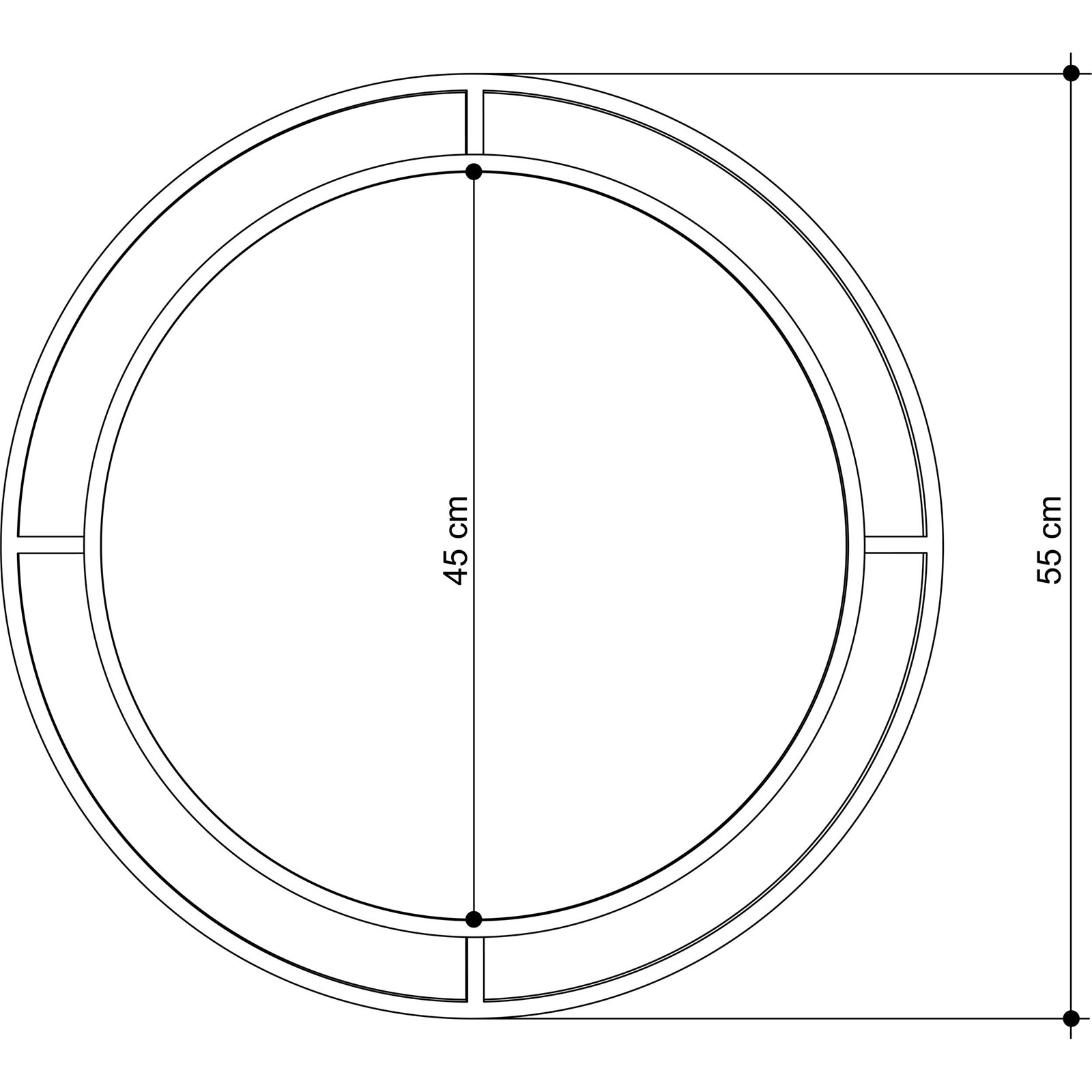 Pasqyrë muri Decortie 55 cm, e zezë