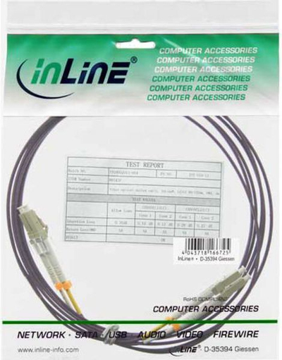 Kabllo me fibra optike InLine Patchcord LC/LC (88542P), 50/125µm, OM4, 2m, vjollcë