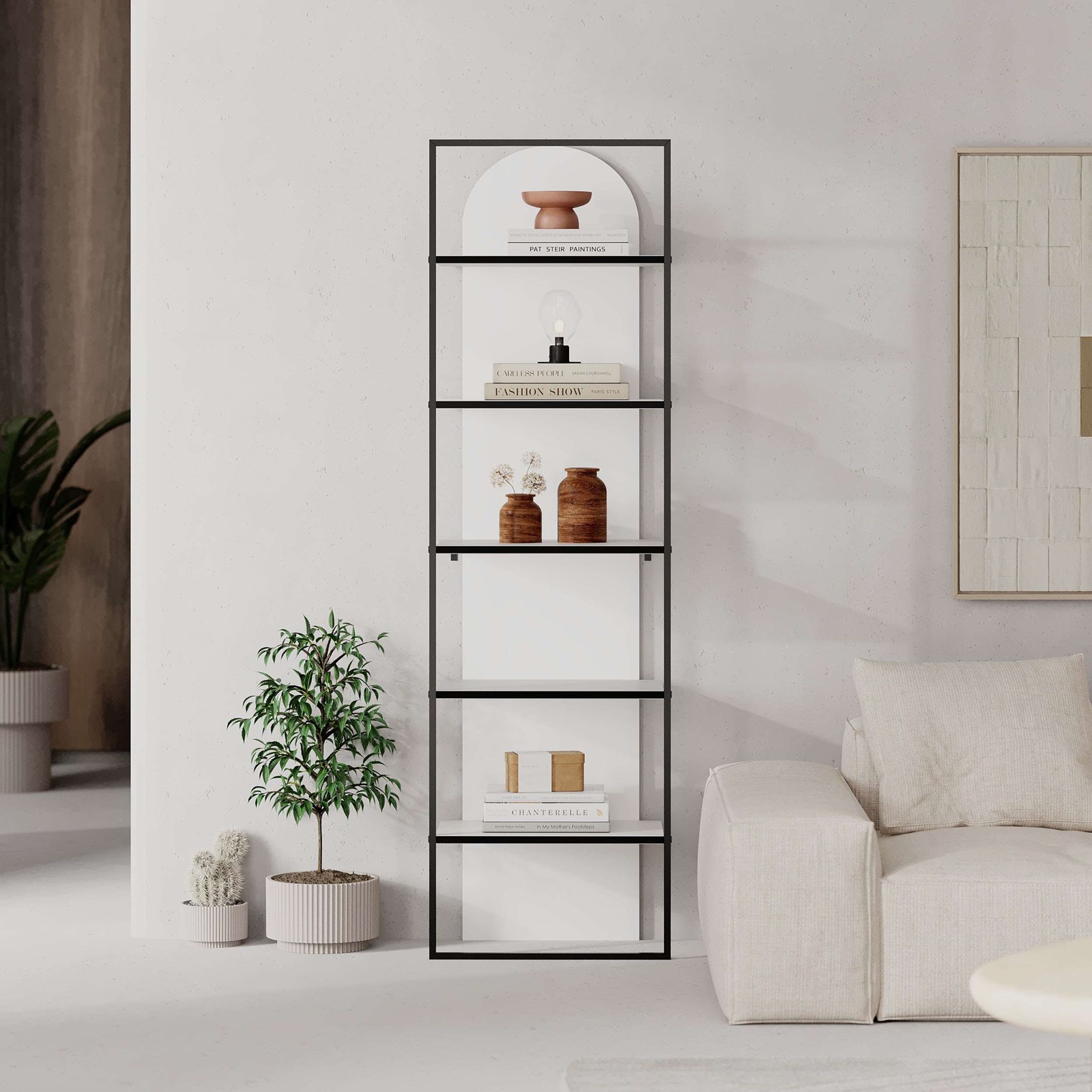 Raft për libra Decortie Archy 180x53x31.7cm, i bardhë/zi