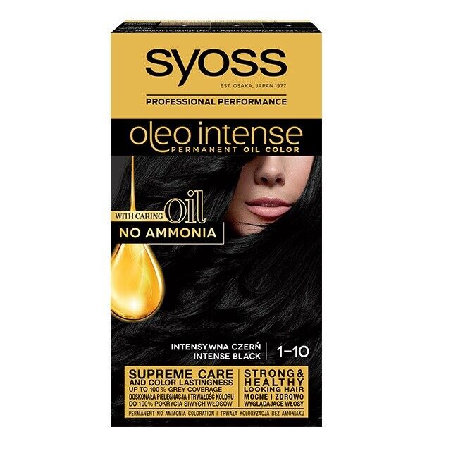 Ngjyrë për flokë Syoss Oleo Intense, 1.10 Intense Black, 50 ml