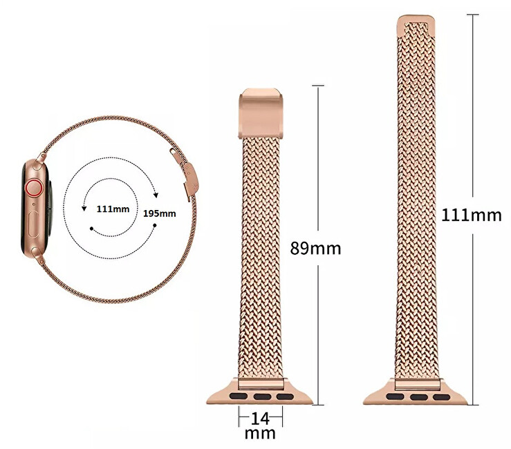 Милански челичен ремен за Apple Watch 42/44/45/49 mm, сив