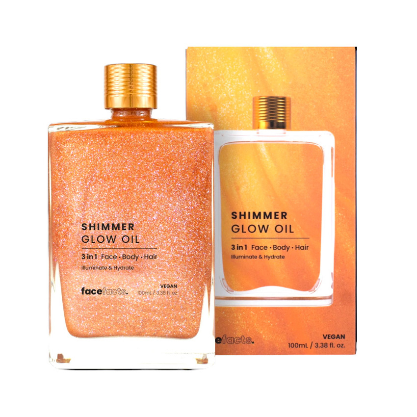 Face Facts 3in1 Shimmer Glow Oil - 100ml - Shkëlqyes-Ndriçues për trup dhe fytyrë