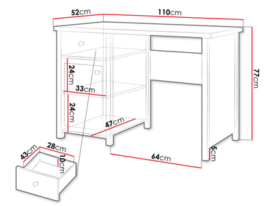 Tavolinë pune me 1 sirtar STORY SO-03, bardhë