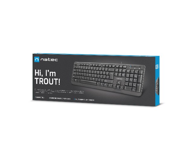 Natec Trout Slim USB Тастатура, US Распоред, Црна