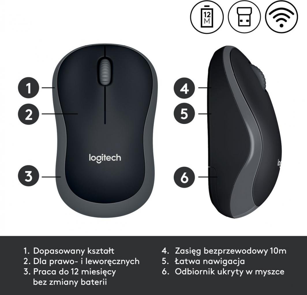 Maus Logitech M185 (910-002238), i hirtë