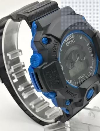 Orë digjitale Sport Nrubi WR30MZK, zezë/kaltër
