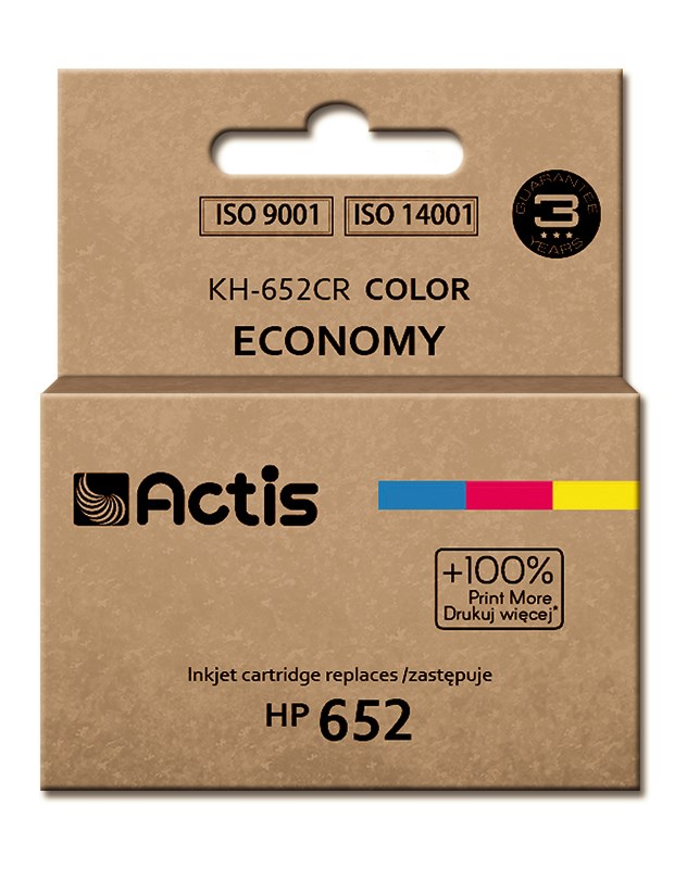 Ngjyrë për printer Actis KH-652CR (zëvendësim për HP 652 F6V24AE), 18 ml, e kaltër / vjollcë / e verdhë Ngjyrë për printer Actis KH-652CR (zëvendësim për HP 652 F6V24AE), 18 ml, e kaltër / vjollcë / e verdhë