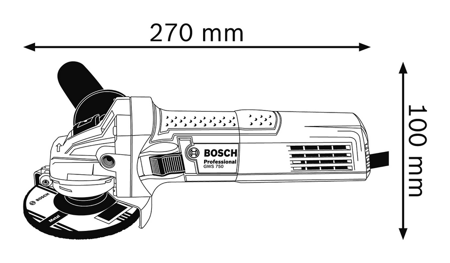 Mprehës këndor Bosch GWS 750-125 Professional(0601394001), i kaltër 