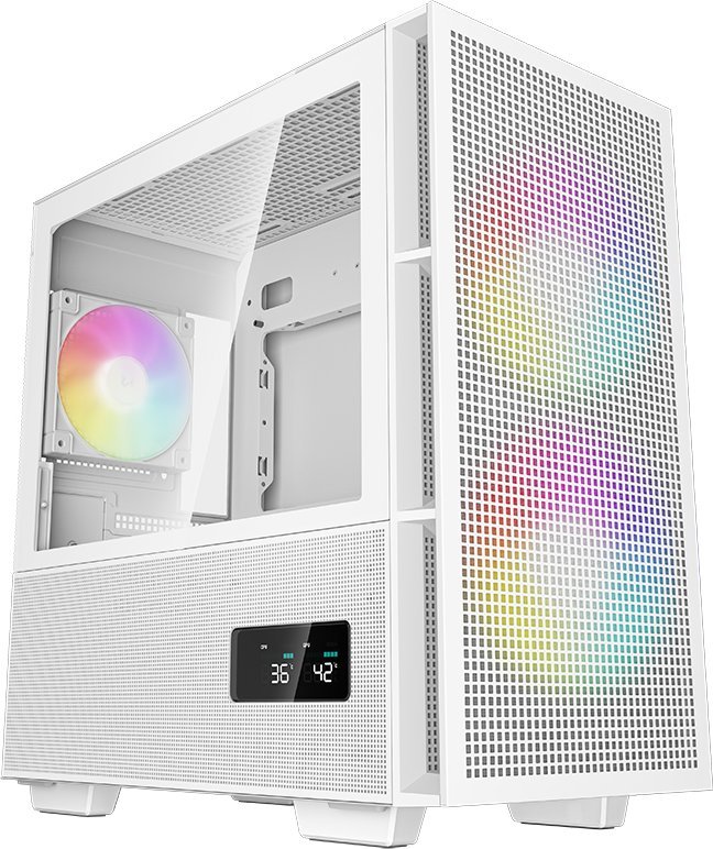 Куќиште за компјутер Deepcool CH360 ARGB, бело, Mini Tower