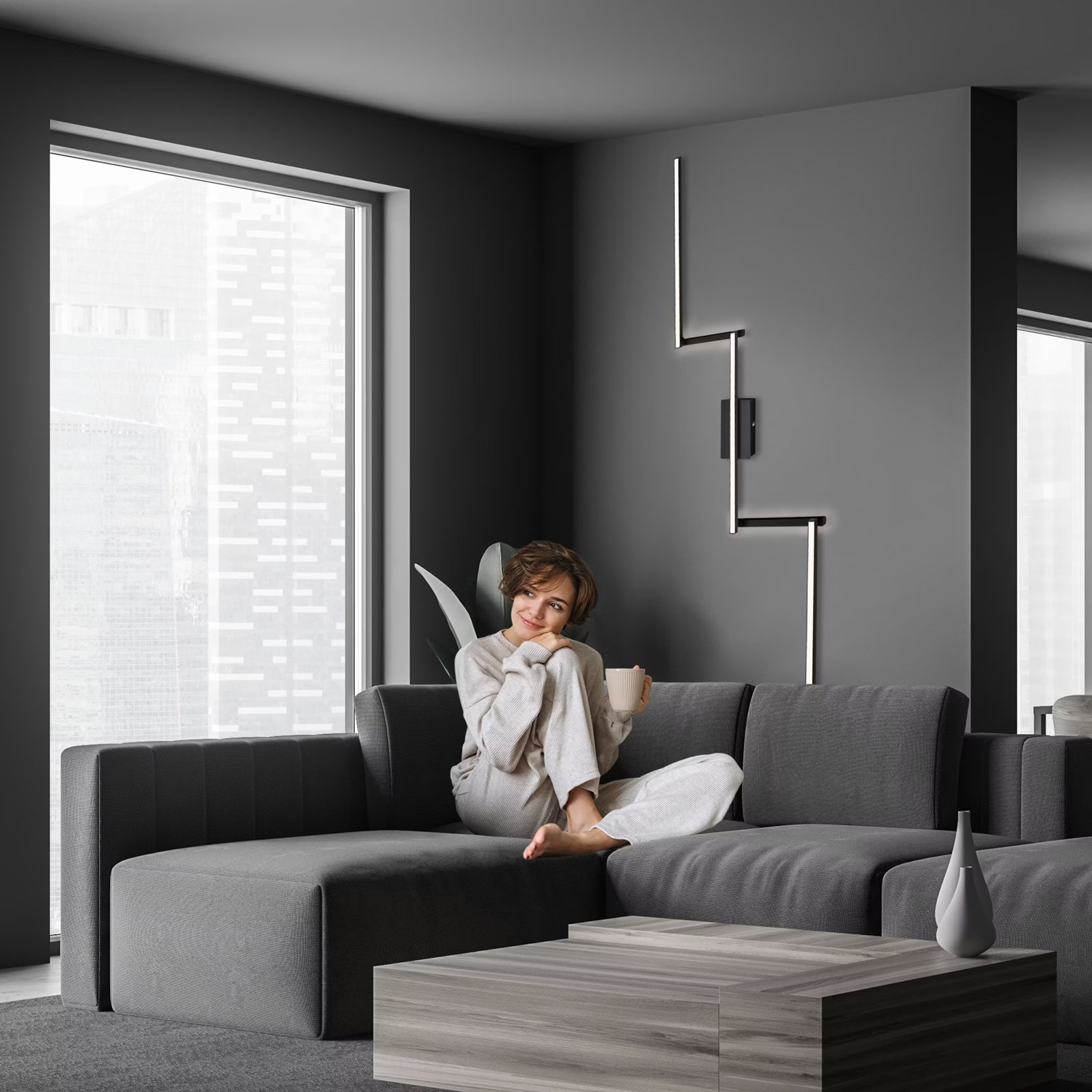 Ndriçues Briloner LED 2,2m, 24W, 3000 lm, i bardhë/zi